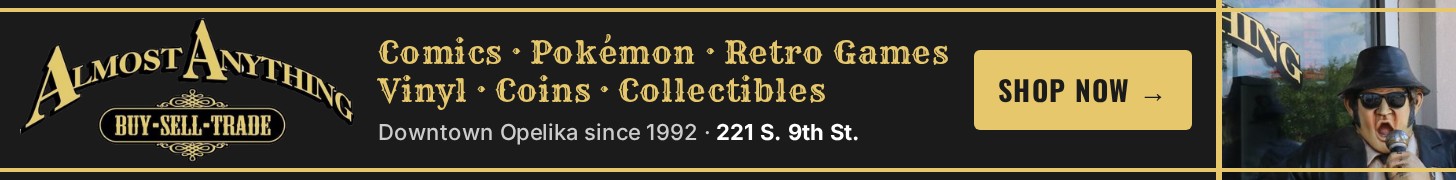 Almost Anything, downtown Opelika since 1992: comics, Pokémon, retro games, vinyl, coins and collectibles