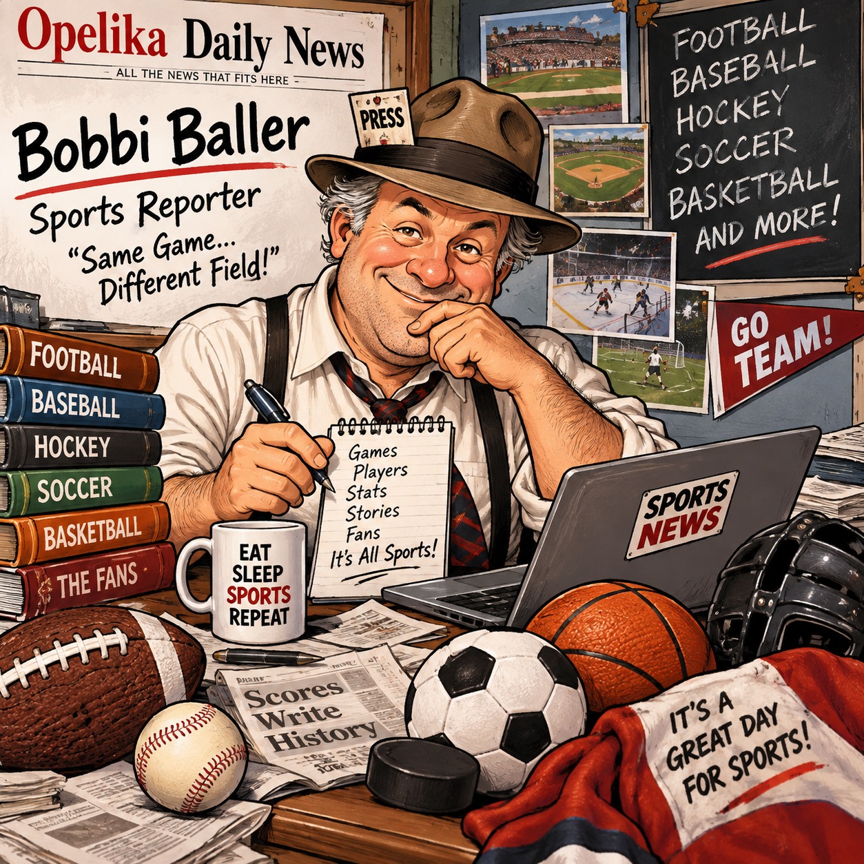 Bobbi Baller, Opelika Daily News sports reporter (AI-generated illustration)