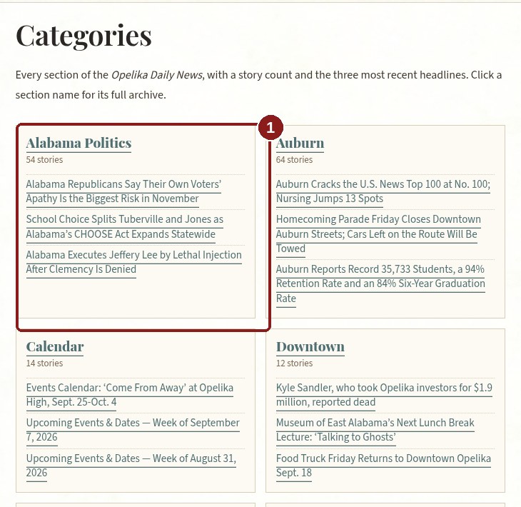 ODN Categories page with callout